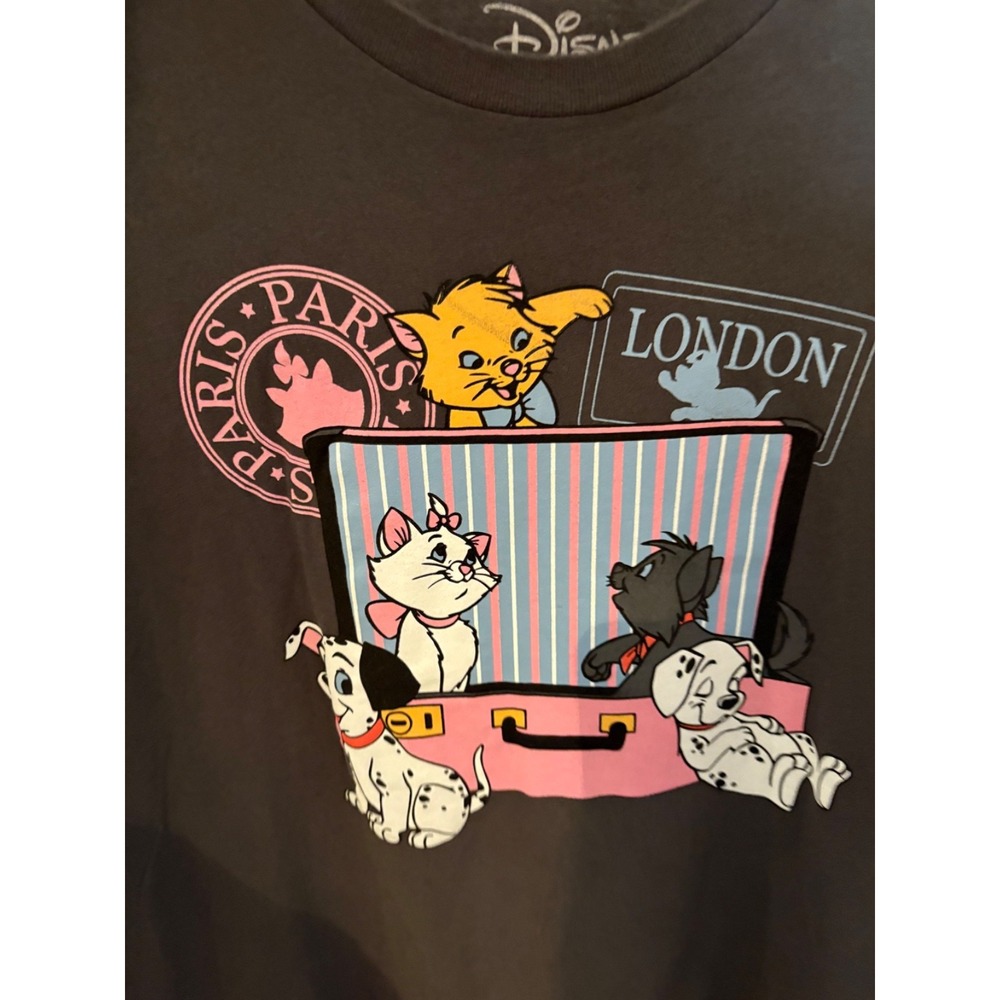 Disney "Paris London" Puppy & Kitten Graphic T-Shirt – 100% Cotton – Size M - Picture 2 of 3